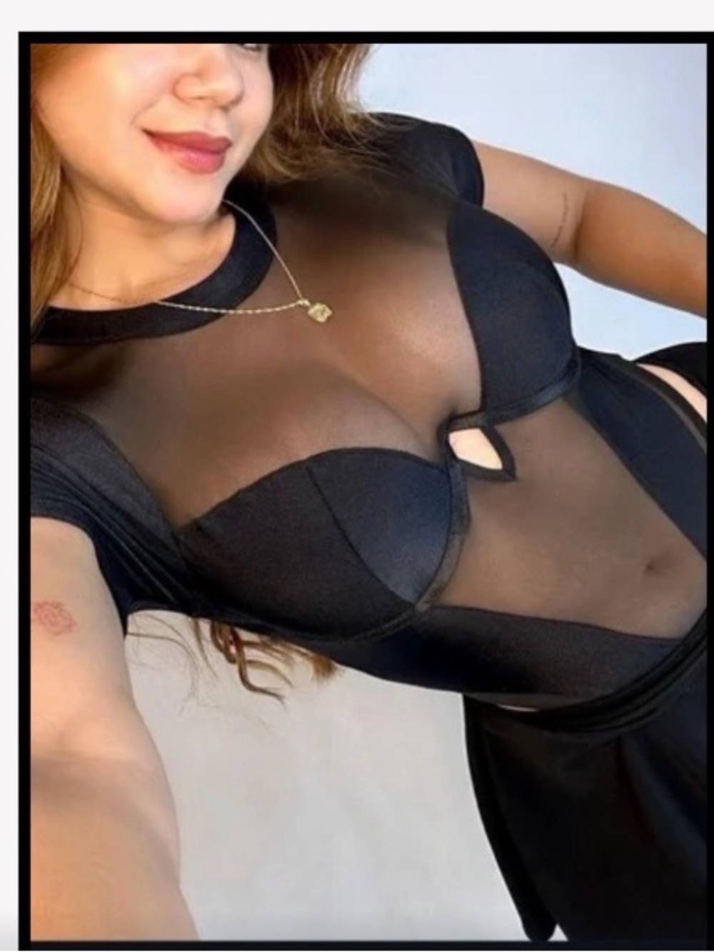 Black Sheer Panel Bodysuit - Women's Fashion New without tags (NWOT) - Picture 2 of 5